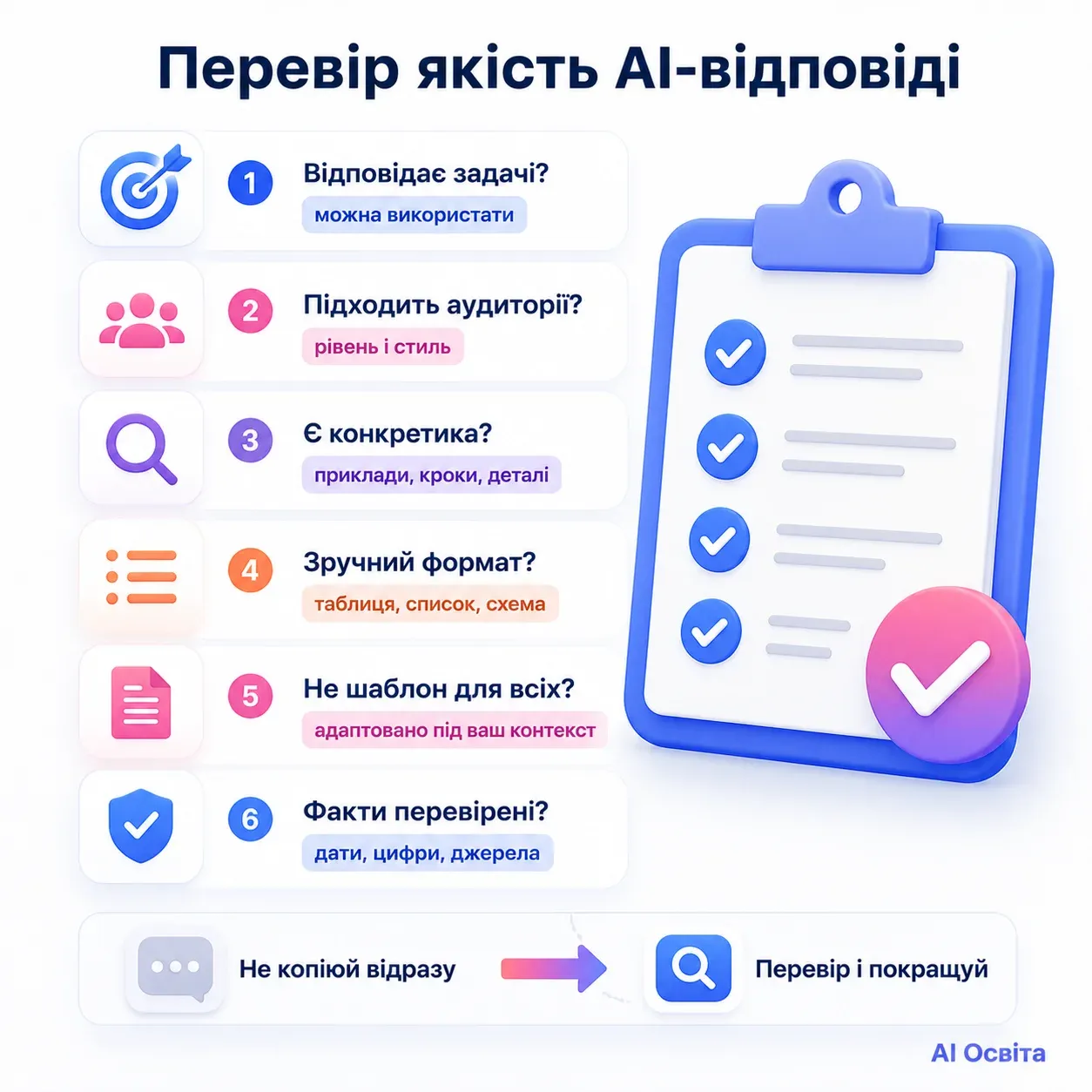 перевір якість ШІ відповіді